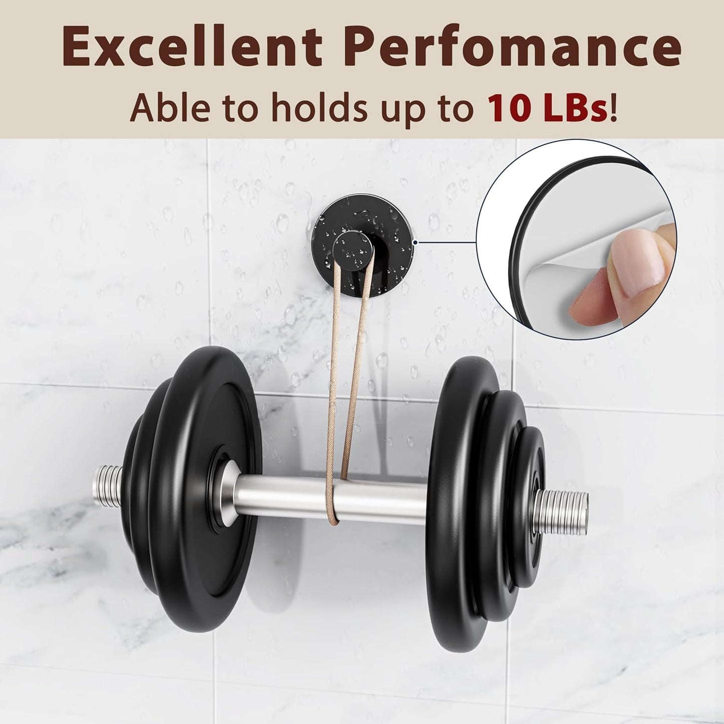 Multifunctional Towel Hooks for Bathroom Wall - Extra Sticky Stainless, Holds up to 12LB, Coat Hooks Wall Hooks, Adhesive Door Holder Hanger Shower Accessories, Matt Black Heavy Duty