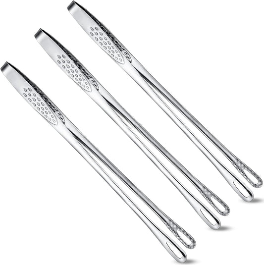 3 Pcs 11 Inches Kitchen Tongs Korean BBQ Tweezers for Cooking Stainless Steel Kitchen Tweezers Grill Food Yakiniku Cooking Clamp Tool for Salad, Fish, Steak, Barbecue, Buffet, Meat