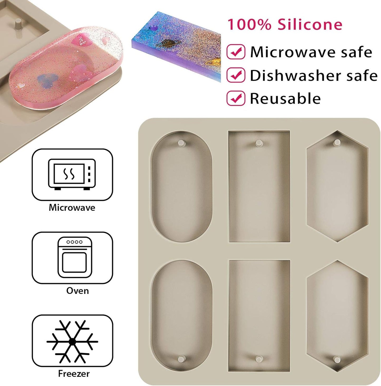 2 Pcs Silicone Wax Melt Molds Silicone Resin Keychain and Wax Sachets Epoxy Casting Jewelry Making Molds with Hanging Holes for DIY Jewelry Handicrafts Making(Stylish Style)