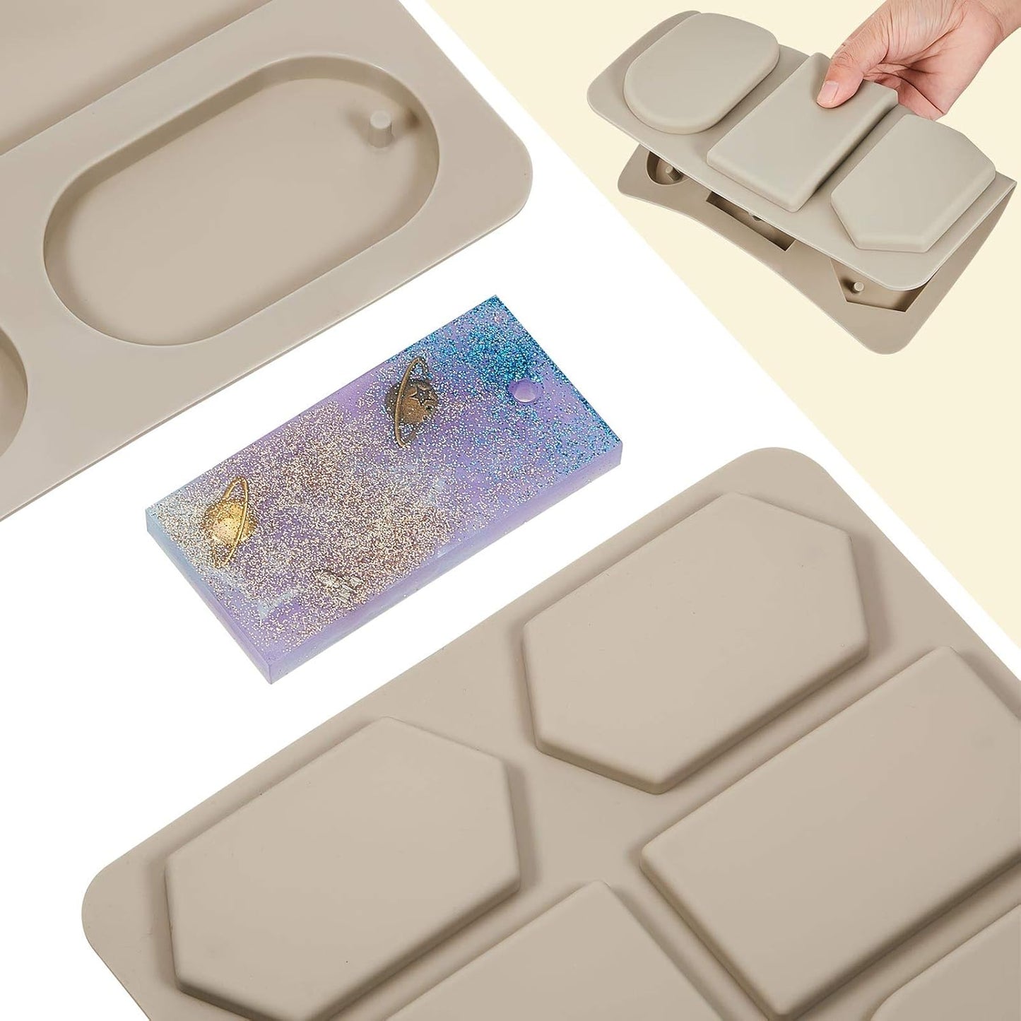 2 Pcs Silicone Wax Melt Molds Silicone Resin Keychain and Wax Sachets Epoxy Casting Jewelry Making Molds with Hanging Holes for DIY Jewelry Handicrafts Making(Stylish Style)