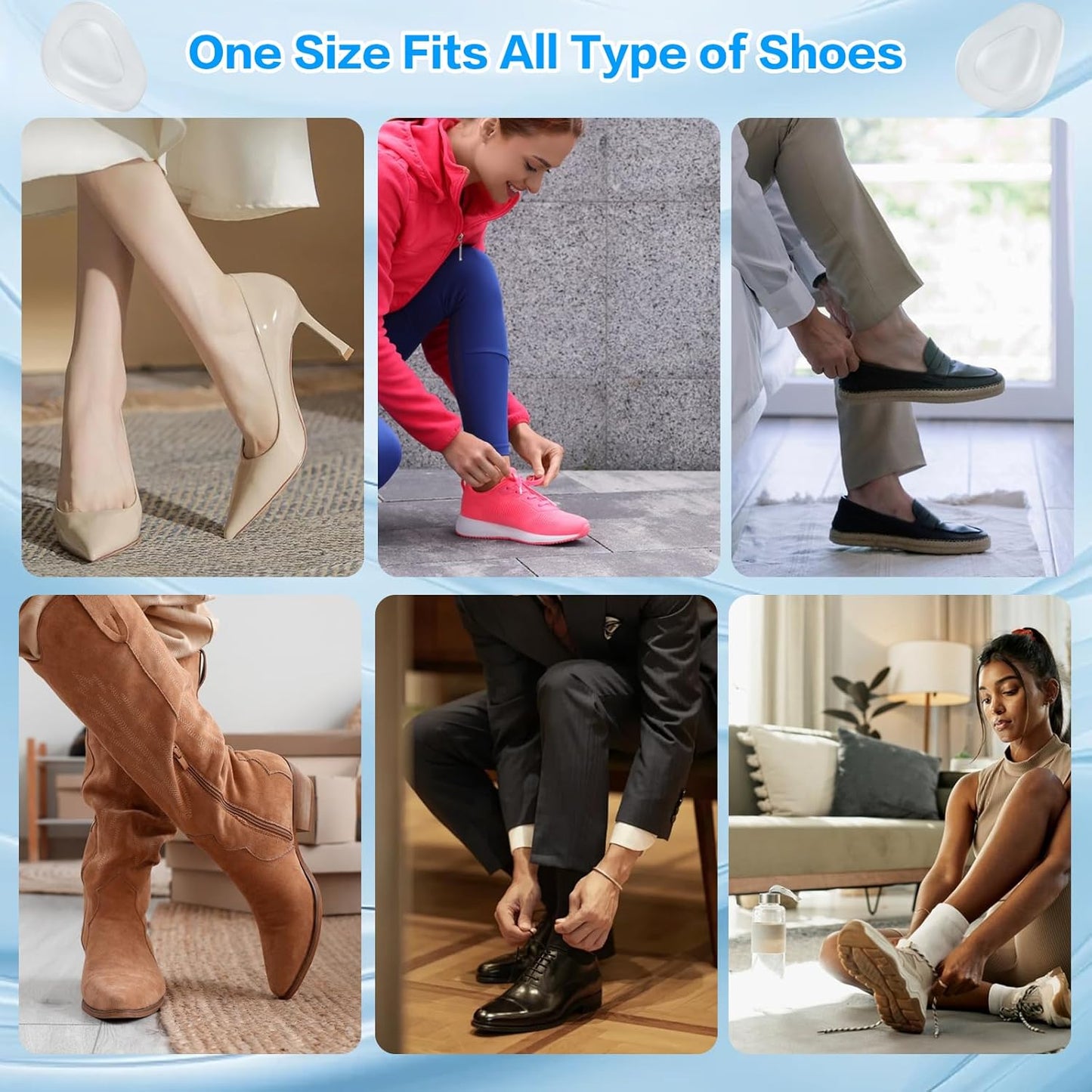 6 Pairs Metatarsal Pads Women Mens, Ball of Foot Cushions for Women Heels, Metatarsal Foot Pads for High Heel Inserts, Silicone High Heel Comfort Pads Insoles for Metatarsalgia Pads(Clear)