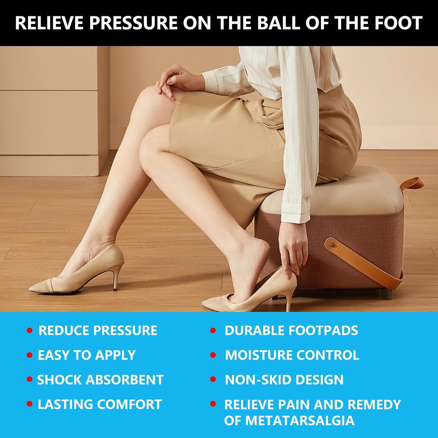 6 Pairs Metatarsal Pads for Women, Forefoot Cushion Inserts for Women Shoes, Non-Sliding Insole Pads for Open Toe Shoes, Ball of Foot Cushions, Shoe Filler, Reduce Foot Slip
