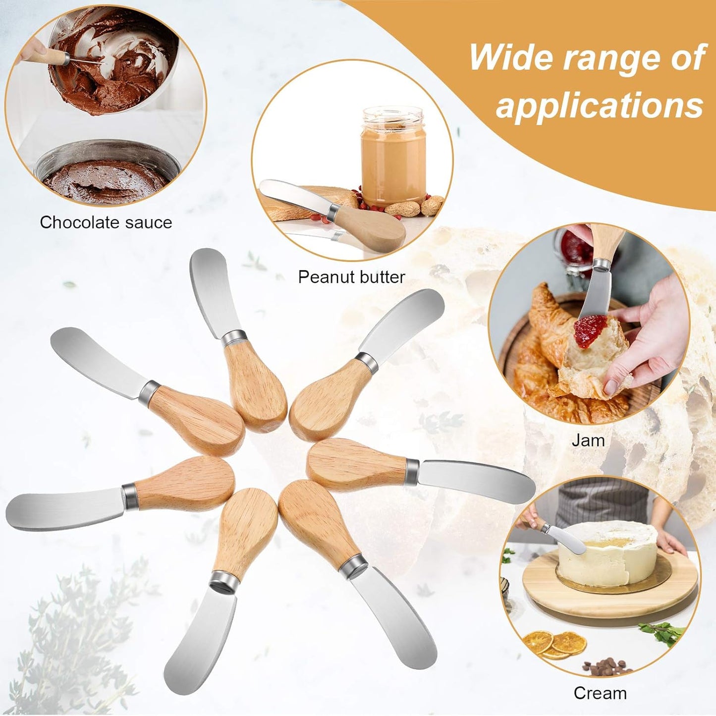 12 Pcs Cheese Spreader Knives Butter Knife Bulk Stainless Steel Butter Spreader Knives with Wooden Handle, Cheese Cake Condiment Knife Set for Sandwich, Cream, Charcuterie, Pastry, 4.7 Inch
