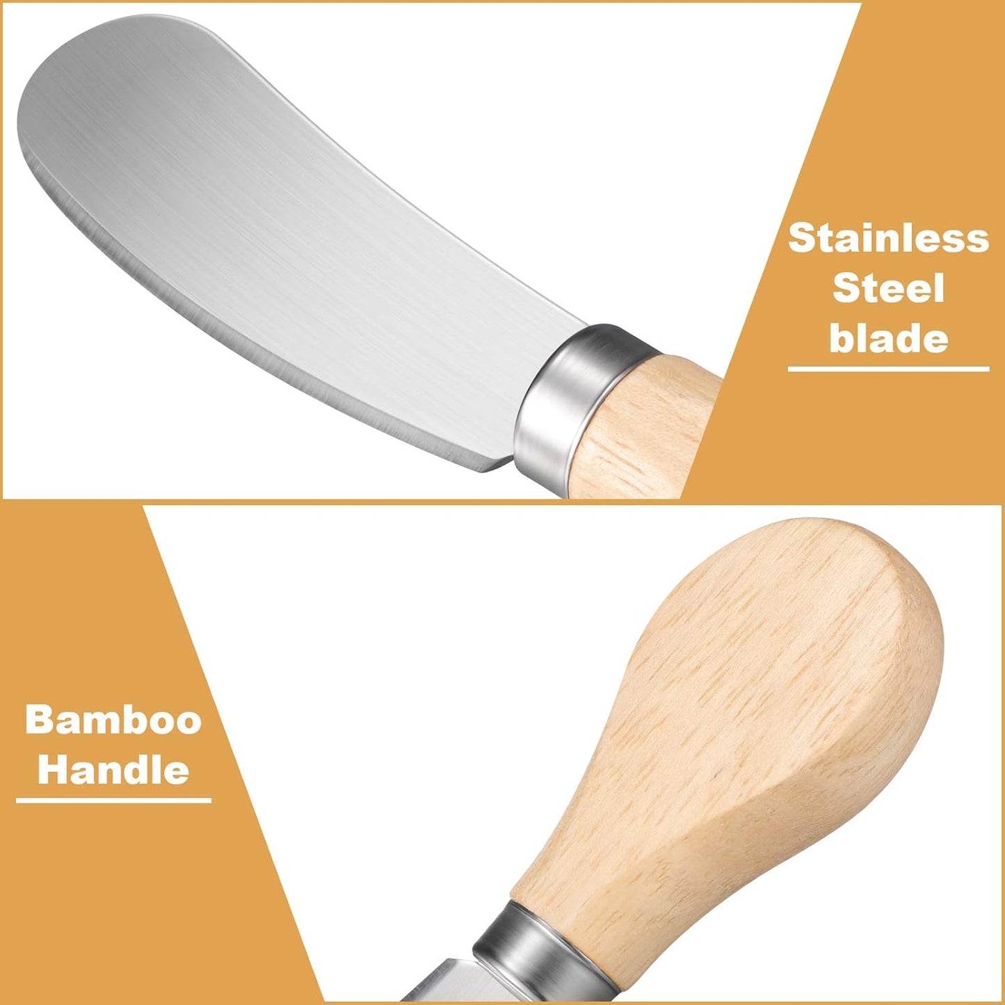 12 Pcs Cheese Spreader Knives Butter Knife Bulk Stainless Steel Butter Spreader Knives with Wooden Handle, Cheese Cake Condiment Knife Set for Sandwich, Cream, Charcuterie, Pastry, 4.7 Inch
