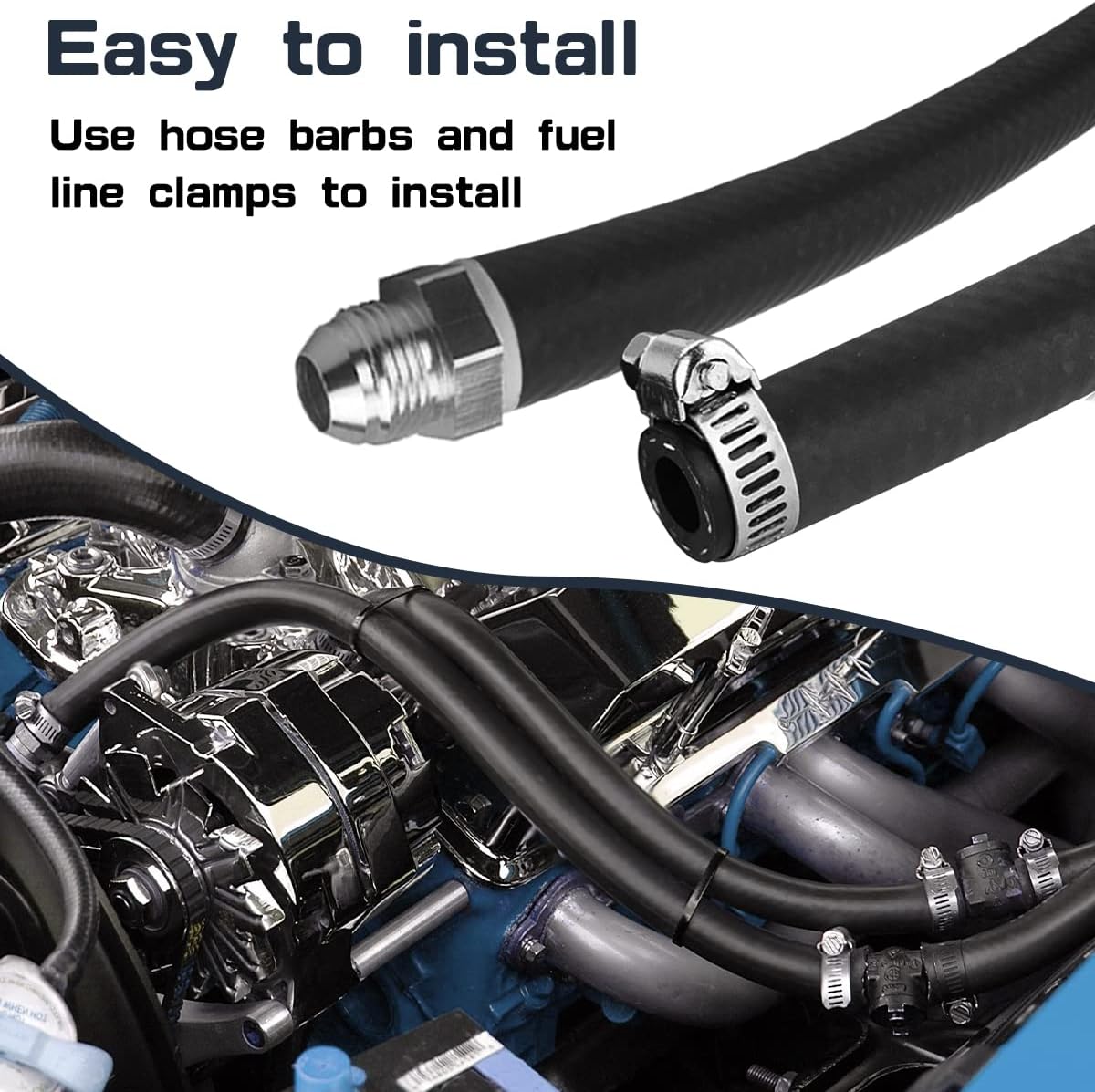 1/4 Inch ID NBR Rubber Hose, 5 Feet Fuel Hose Line Transfer Hose for Small Engine Black