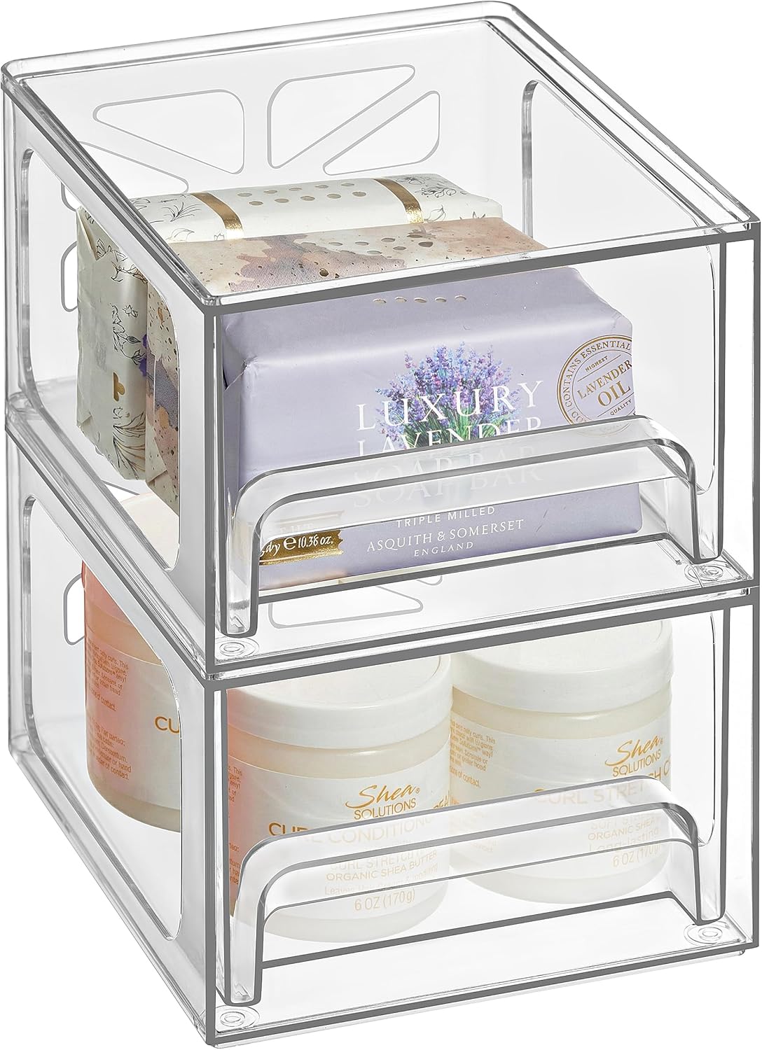Acrylic Drawer Organizer 2-Pack – Clear Stackable Storage Drawers for Makeup, Skincare, Vanity, Bathroom, Under Sink, Kitchen & Office – Non-Slip, Durable, Multi-Purpose Organizer Bins