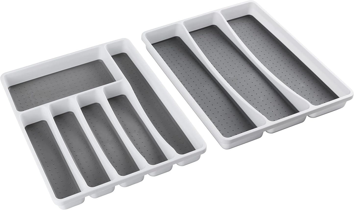 No-Slip Silverware Tray Organizer, Accommodates Different Kitchen Utensil and Cutlery Sizes, Deep Enough to Fit Entire Drawer, (2-PIECE | 9-SECTIONS)