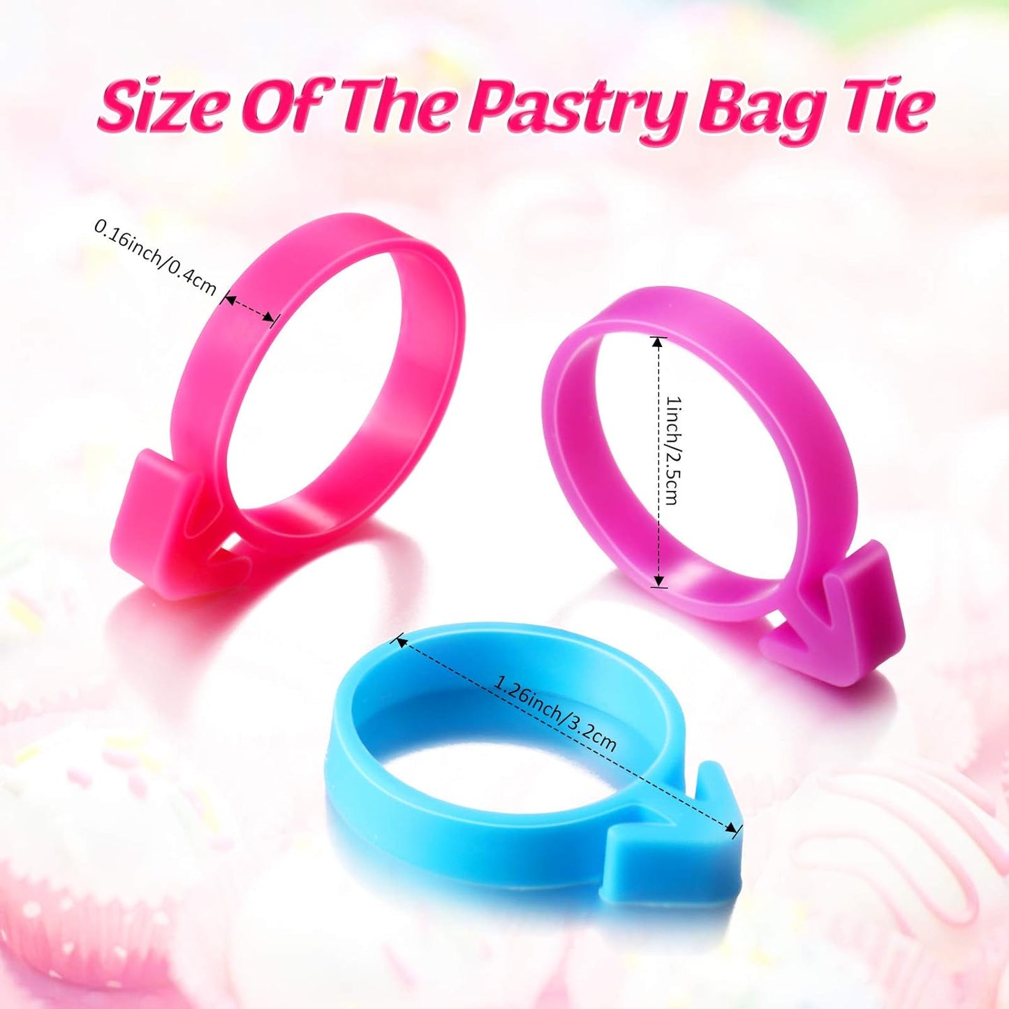 120 Pieces Icing Bag Ties Silicone Decoration Piping Bag Ties for Cupcakes Cookies and Pastry(Rosy, Blue, Purple)