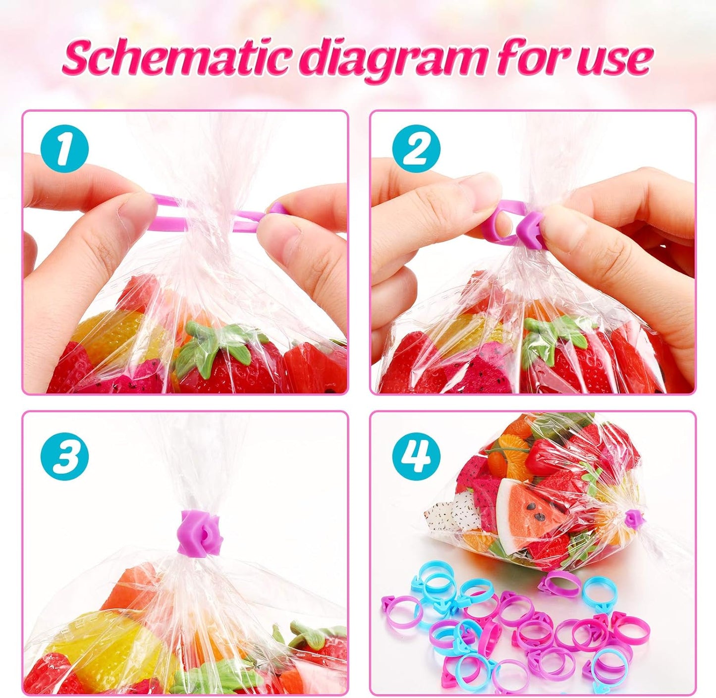 120 Pieces Icing Bag Ties Silicone Decoration Piping Bag Ties for Cupcakes Cookies and Pastry(Rosy, Blue, Purple)