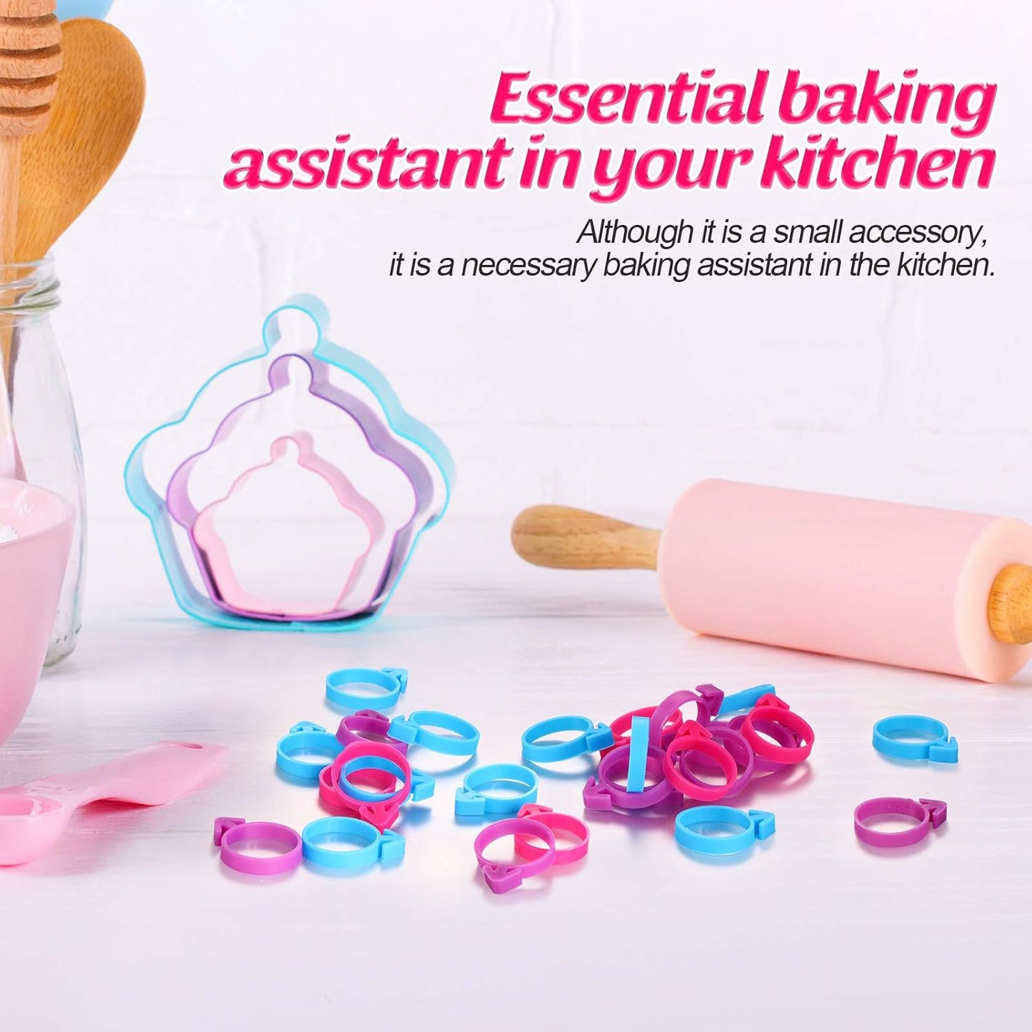 120 Pieces Icing Bag Ties Silicone Decoration Piping Bag Ties for Cupcakes Cookies and Pastry(Rosy, Blue, Purple)