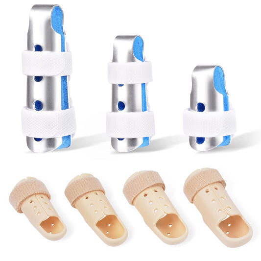 Finger Splint, 7PCS Finger Support Brace Stabilizer for Broken Straightening Arthritis Knuckle Immobilization, Blue