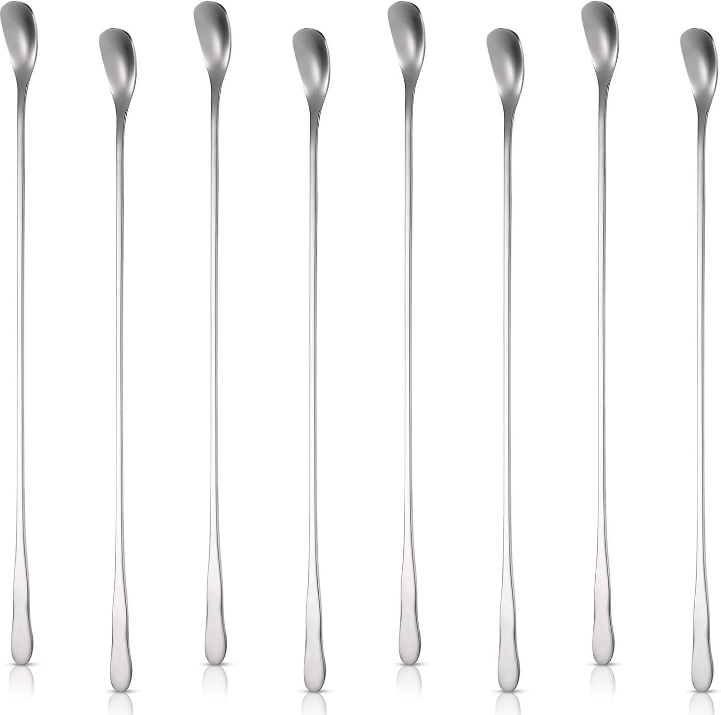 8 Pieces Stainless Steel Coffee Stirring Spoons 7.8 Inch Reusable Coffee Stirrers Long Handle Bar Cocktail Salt Spoons Tiny Swizzle Sticks for Bar Cocktails