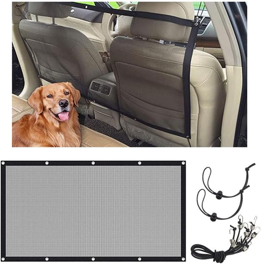 Car Dog Barrier Net, Auto Protection Fence Net Backseat Mesh Pet Barrier, Car Stretchable Obstacle Mesh Divider Net Car Adjustable Safety Mesh for Most Cars, Trucks, SUVs (44"×24")