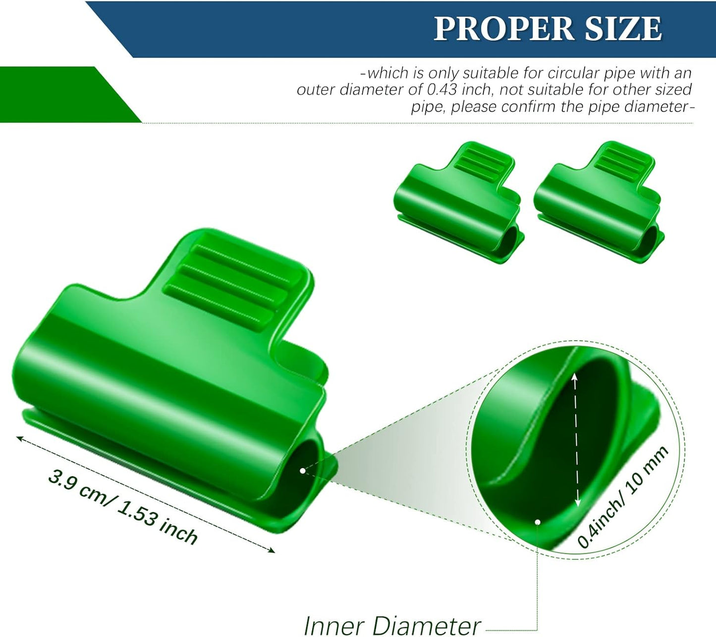 40 Pieces Greenhouse Clamps Film Row Cover Netting Tunnel Hoop Clip Frame Shading Net Rod Clip Greenhouse Film Clamps for Season Plant Extension Support (40 pieces,10 mm)