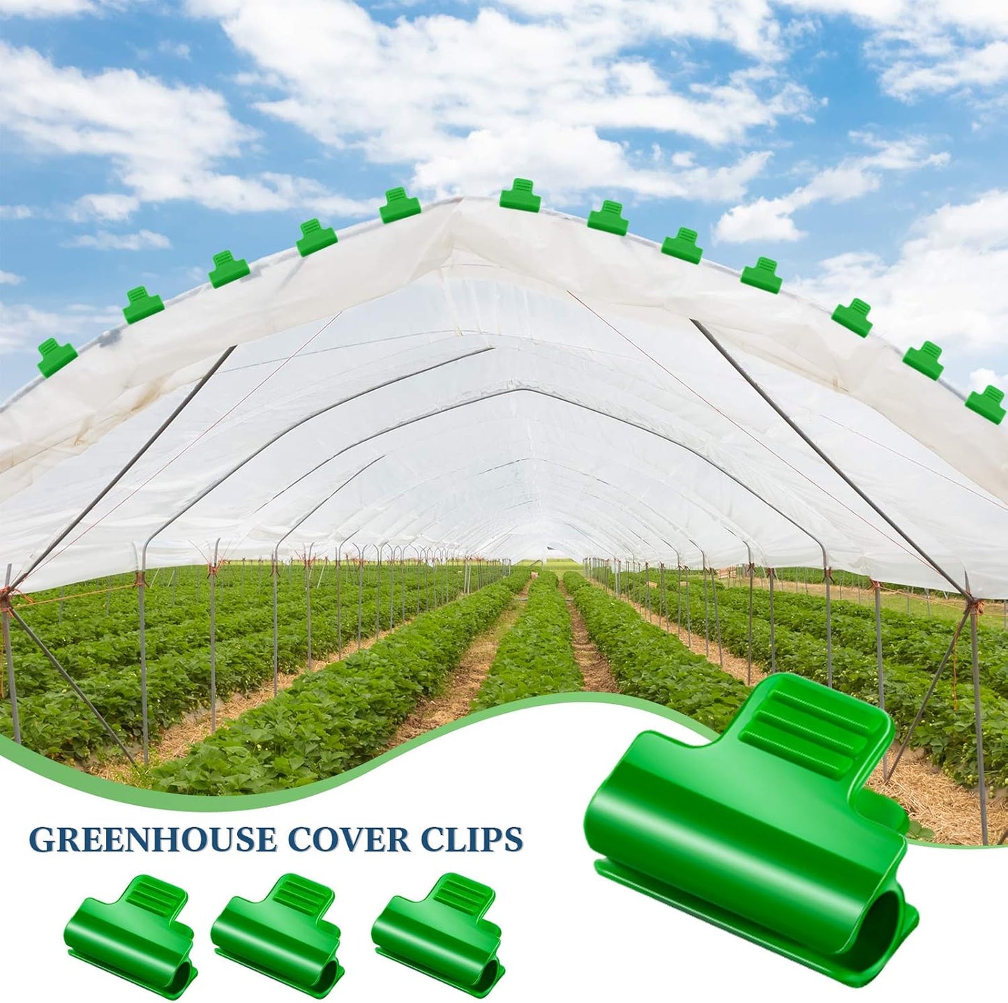 40 Pieces Greenhouse Clamps Film Row Cover Netting Tunnel Hoop Clip Frame Shading Net Rod Clip Greenhouse Film Clamps for Season Plant Extension Support (40 pieces,10 mm)