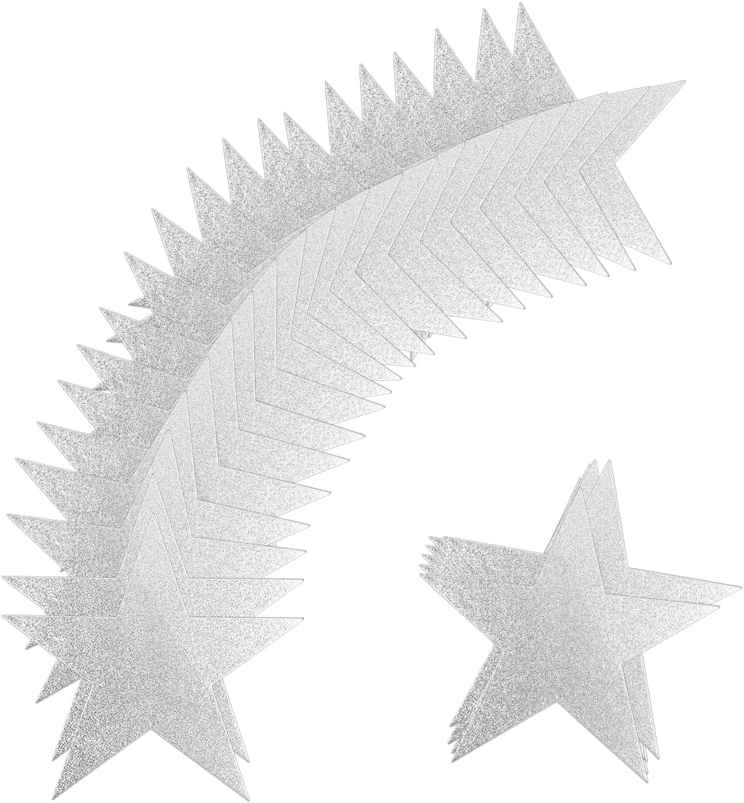 60 Pcs Glitter Star Cutouts Paper Double Printed Paper Star Decorations, 6 Inch Stars Decoration for Wedding Party Bulletin Board Classroom Decoration Supply (Silver)