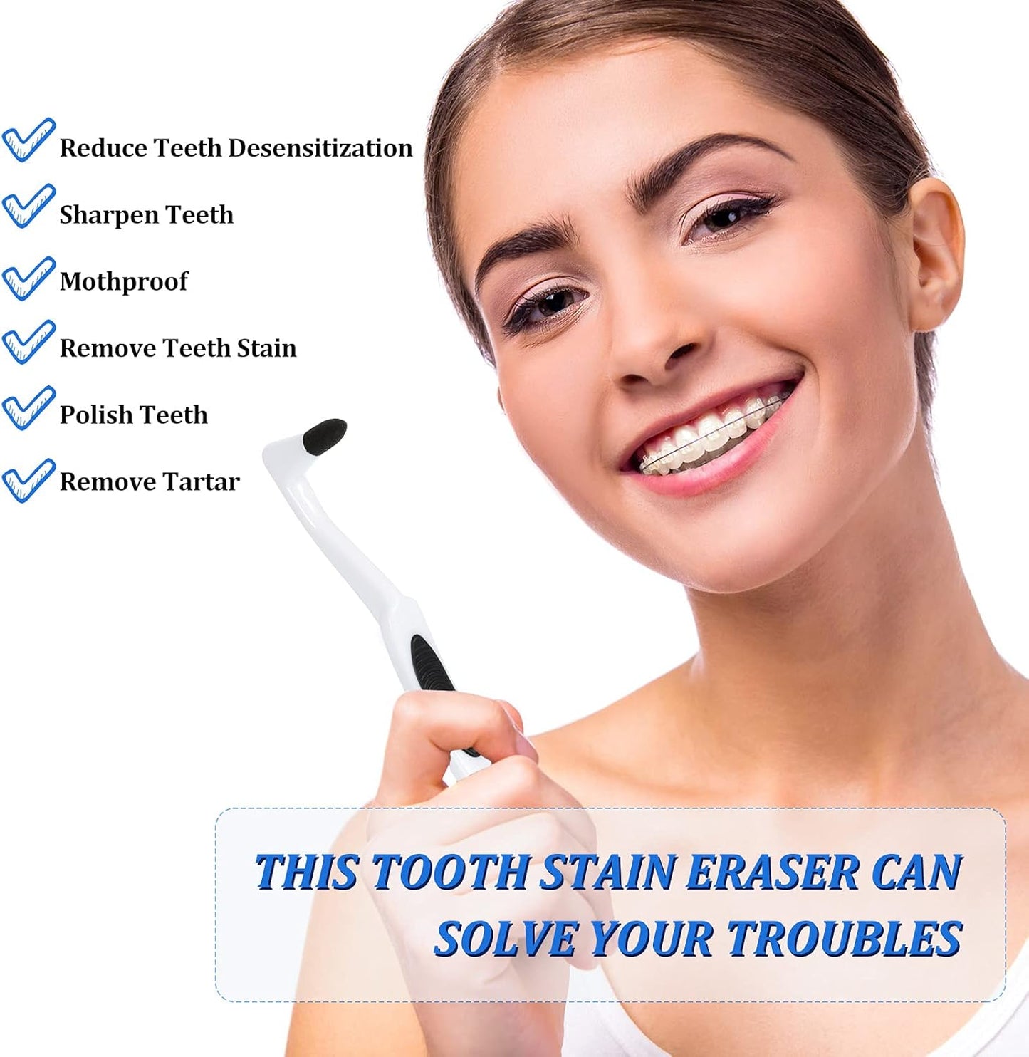 8 Pieces Tooth Stain Eraser Tooth Stain Removers Tartar Remover Plaque Remover for Teeth Dental Polisher Cleaning Kit for Whitening Polishing