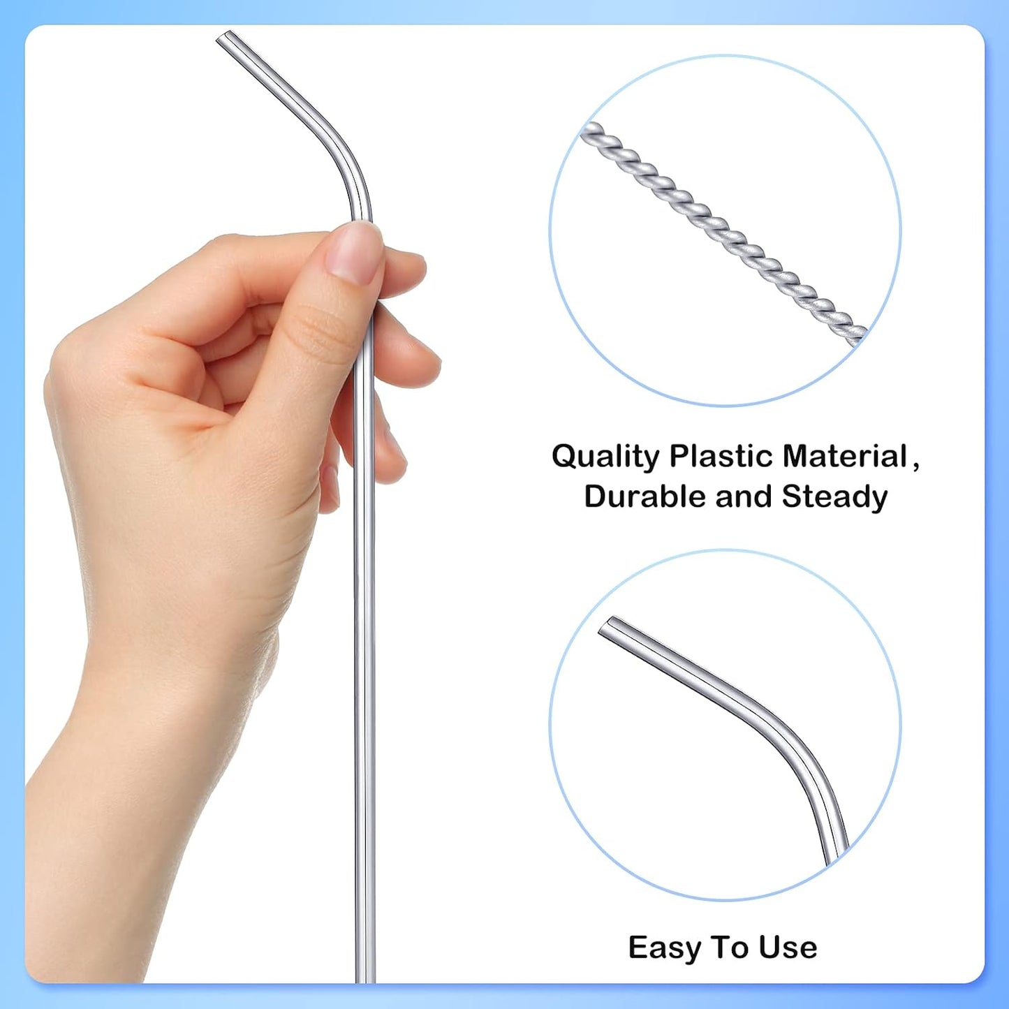 8 Pieces 14 Inch Reusable Stainless Steel Straws Long Drinking Straws for 100 oz Tumblers, Extra with 4 Pieces Cleaning Brush(Silver)