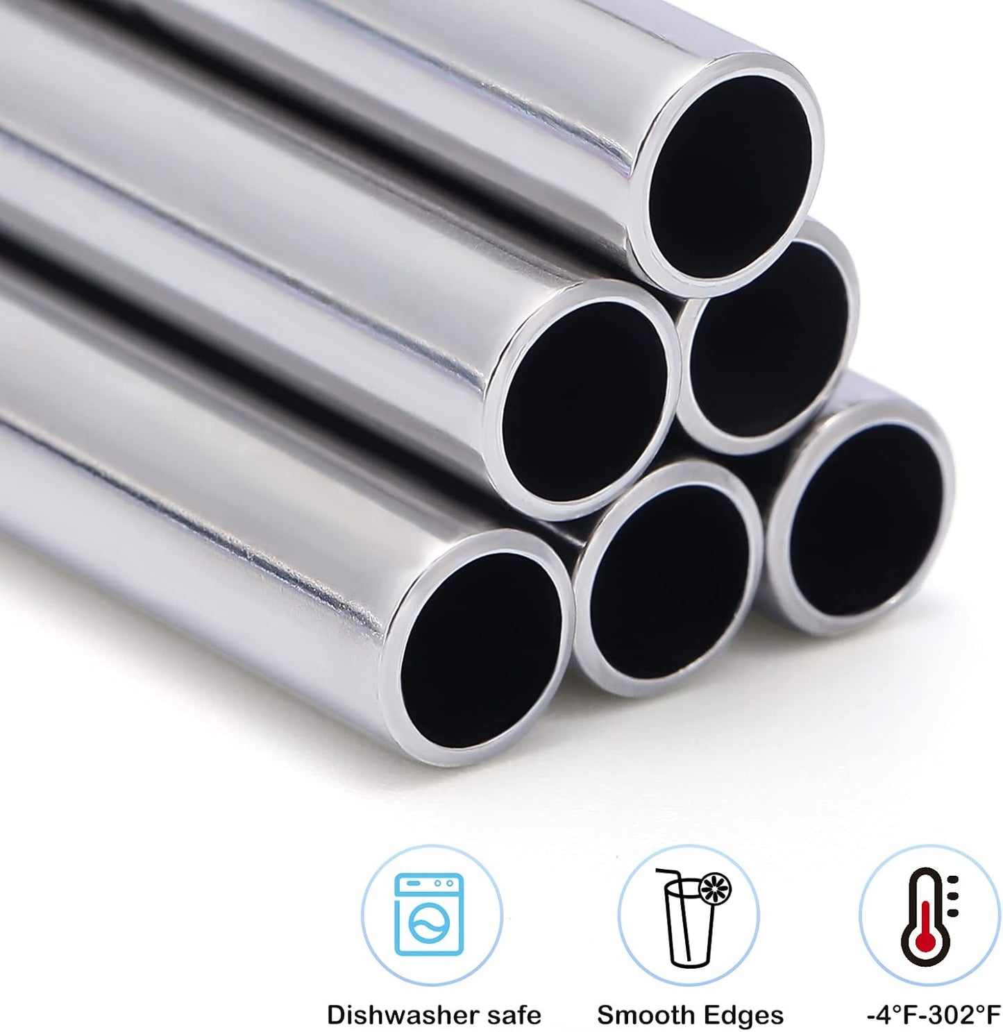 8 Pieces 14 Inch Reusable Stainless Steel Straws Long Drinking Straws for 100 oz Tumblers, Extra with 4 Pieces Cleaning Brush(Silver)