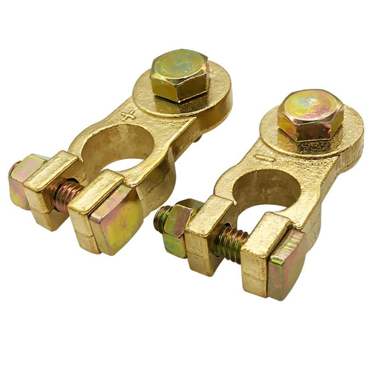 Brass Battery Terminal Clamps, Top Post Battery Terminals Connector Set for Marine Car Boat RV Vehicles (1 Pair)