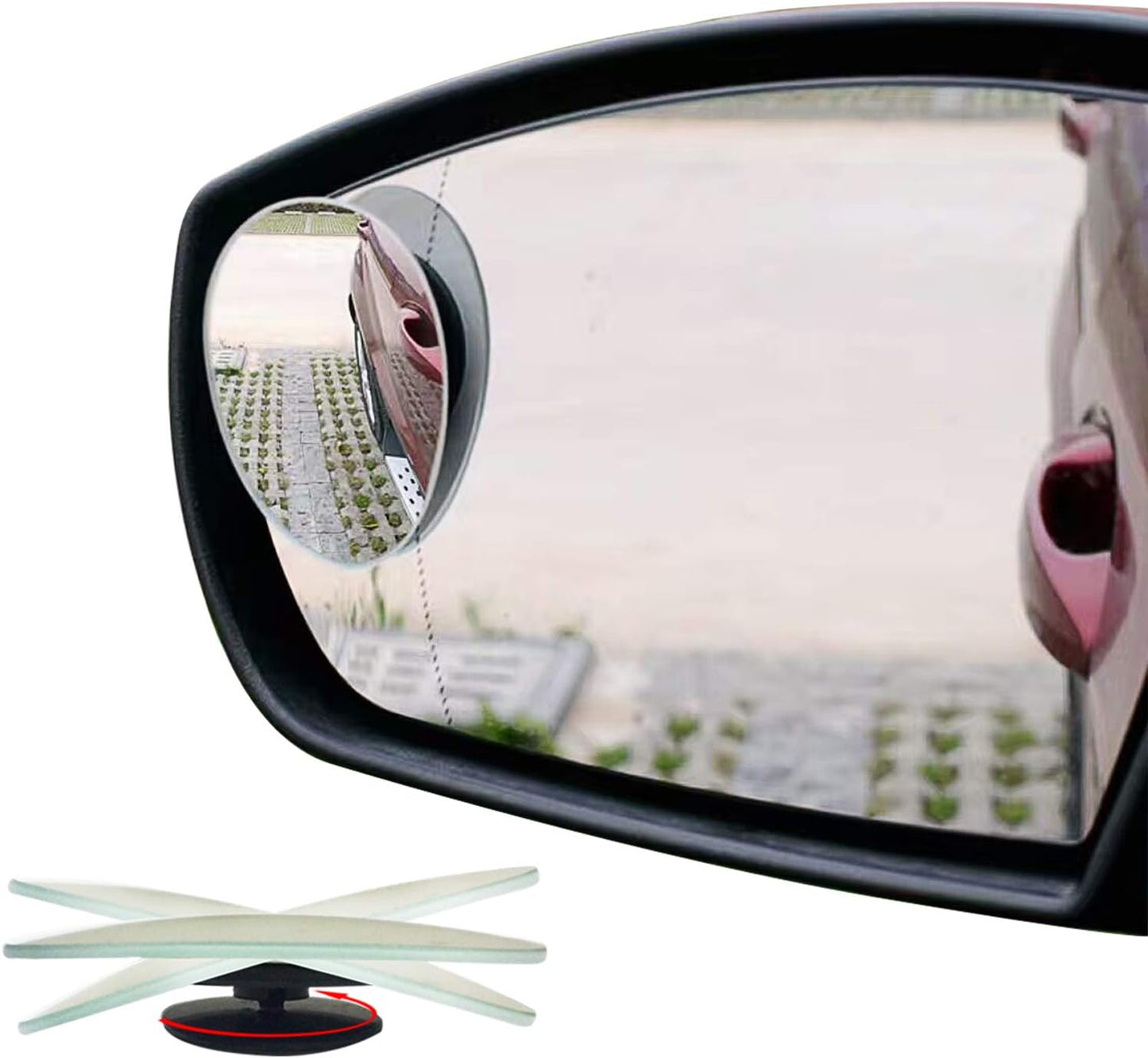 Oval Blind Spot Mirrors, Frameless 360 Degree Adjustabe HD Glass Convex Wide Angle Rear View Car SUV Stick On Lens (Pack of 4)