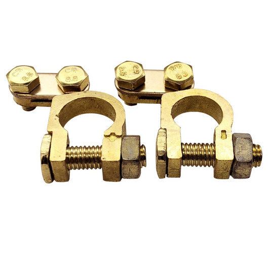 Brass Battery Terminal Ends, Top Post Battery Terminals Clamp Set for Marine Car Boat RV Vehicles (1 Pair)