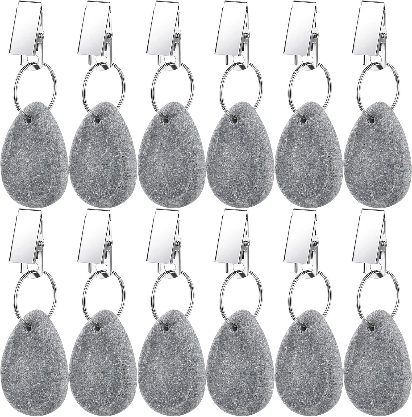 12 Pcs Tablecloth Weights Tablecloth Pendant Teardrop Shape Table Cover Weights with Metal Clips for Outdoor Picnic Garden Dinner Table Cover Decoration(Light Gray)