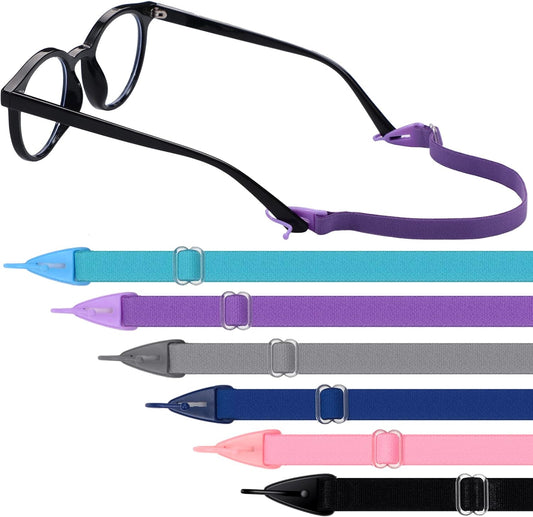 6 Pack Adjustable Kid Eyeglass Strap Eyeglass Band Sports Glasses Strap (Multi Color)