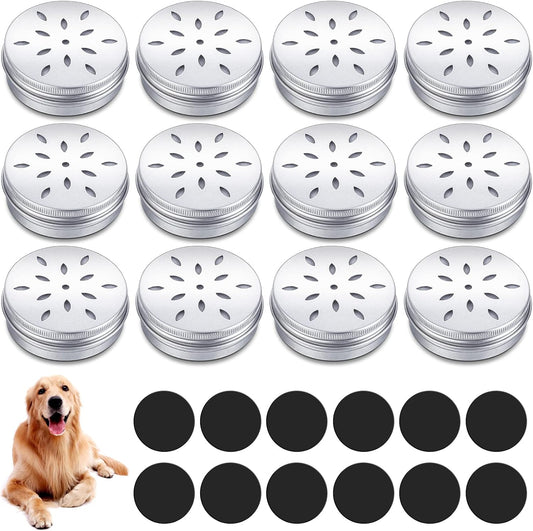 12 Pack Dog Scent Work Tins, Dog Scent Training Box, Pet Nose Metal Container with 12 Magnetic Dots, Smell Training Kit Smell Canisters Aluminum Cans for Pet(Cute)