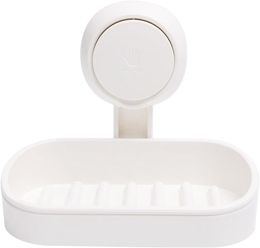 Soap Dish Holder for Shower Suction Cup Wall Mounted Self Draining NO-Drilling Removable Bar Soap Sponge Holder for Bathroom Bathtub Kitchen Sink Waterproof Strong Vacuum Suction Adhesion