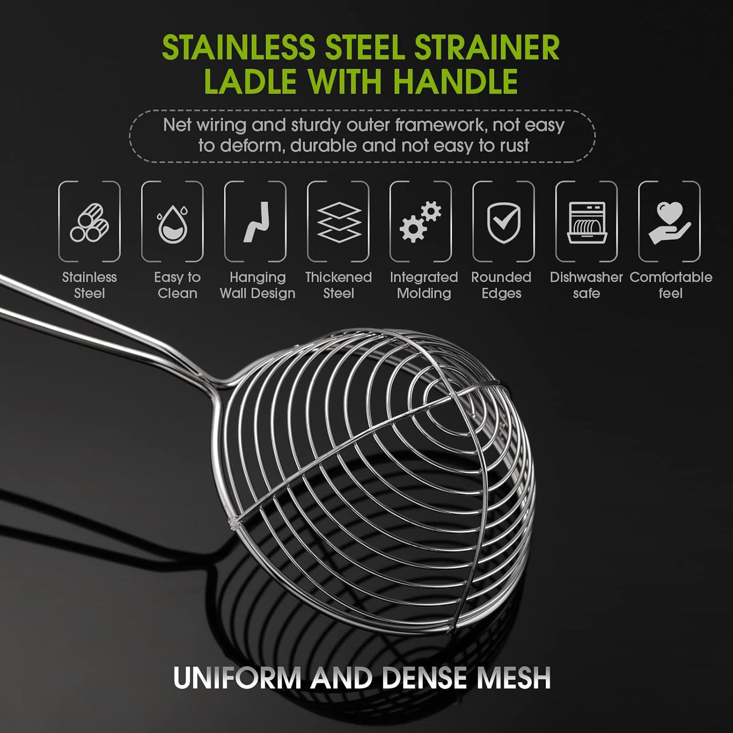 8 Pieces Hot Pot Strainer Scoops, Stainless Steel Hot Pot Strainer Spoons 2. 5 Inch Mini Mesh Skimmer Spoon Asian Ladle with Handle for Home, Black