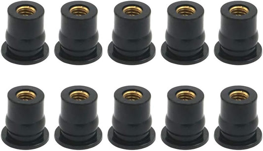 10PCS Rubber Well Nut for Windscreen & Fairing Universal M6 6mm1/2" Wellnuts For Universal Motorcycle