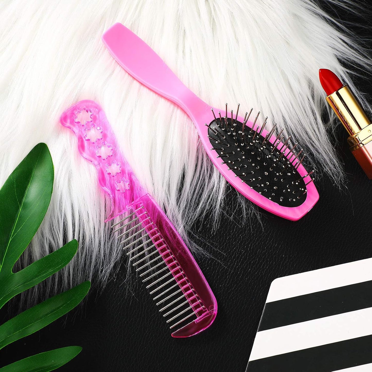 4 Pieces Doll Hair Brush Plastic Pink Wig Accessories for 18 Inch Dolls and Other Hair Care Accessories, 2 Style