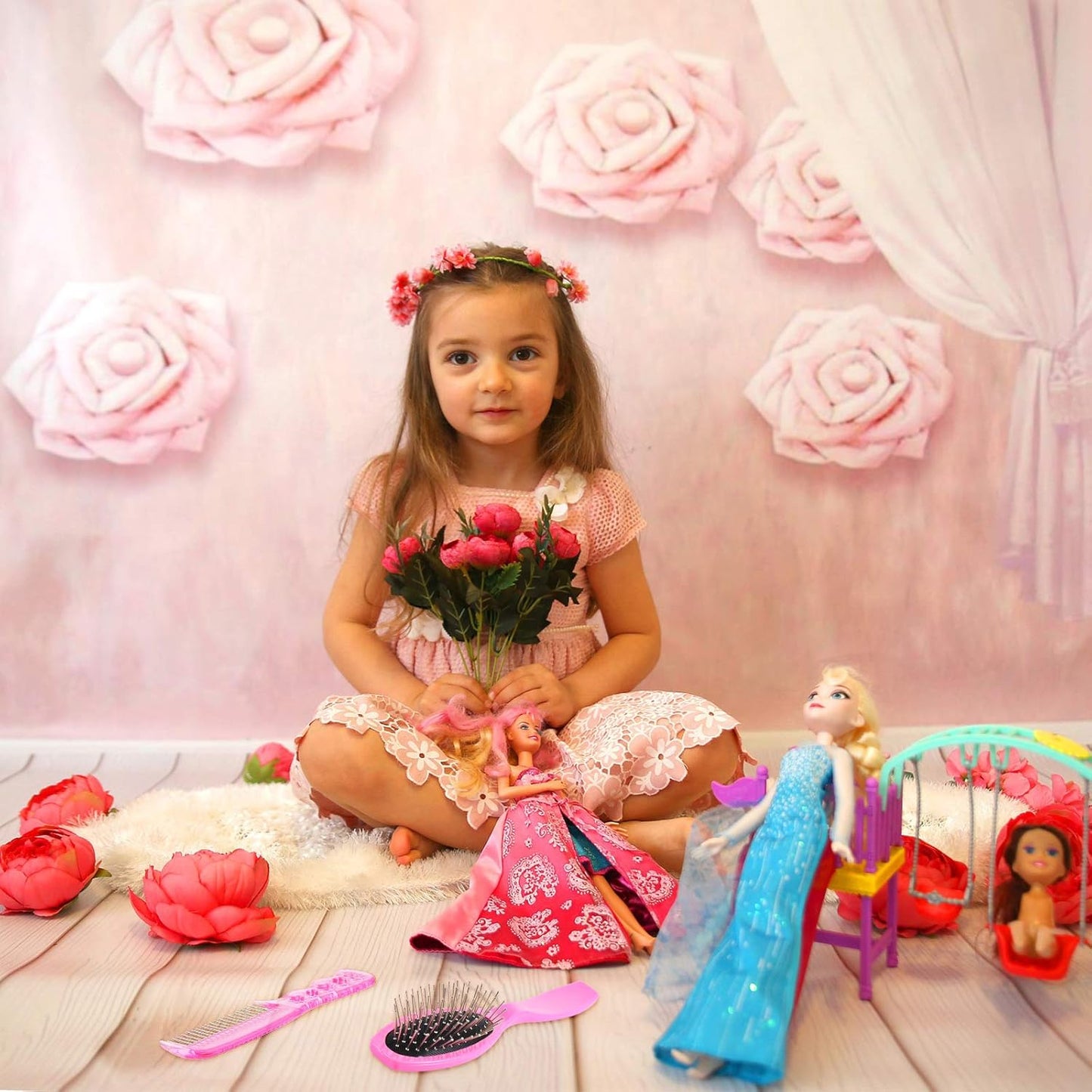 4 Pieces Doll Hair Brush Plastic Pink Wig Accessories for 18 Inch Dolls and Other Hair Care Accessories, 2 Style