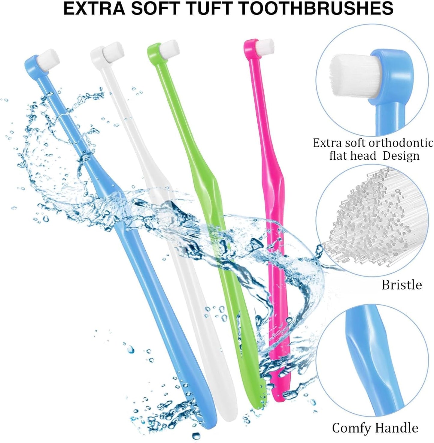 8 Pieces End Tuft Toothbrushes Extra Soft Tufted Brush Teeth Manual Single Compact Interdental Brush for Adult Detail Cleaning and Care