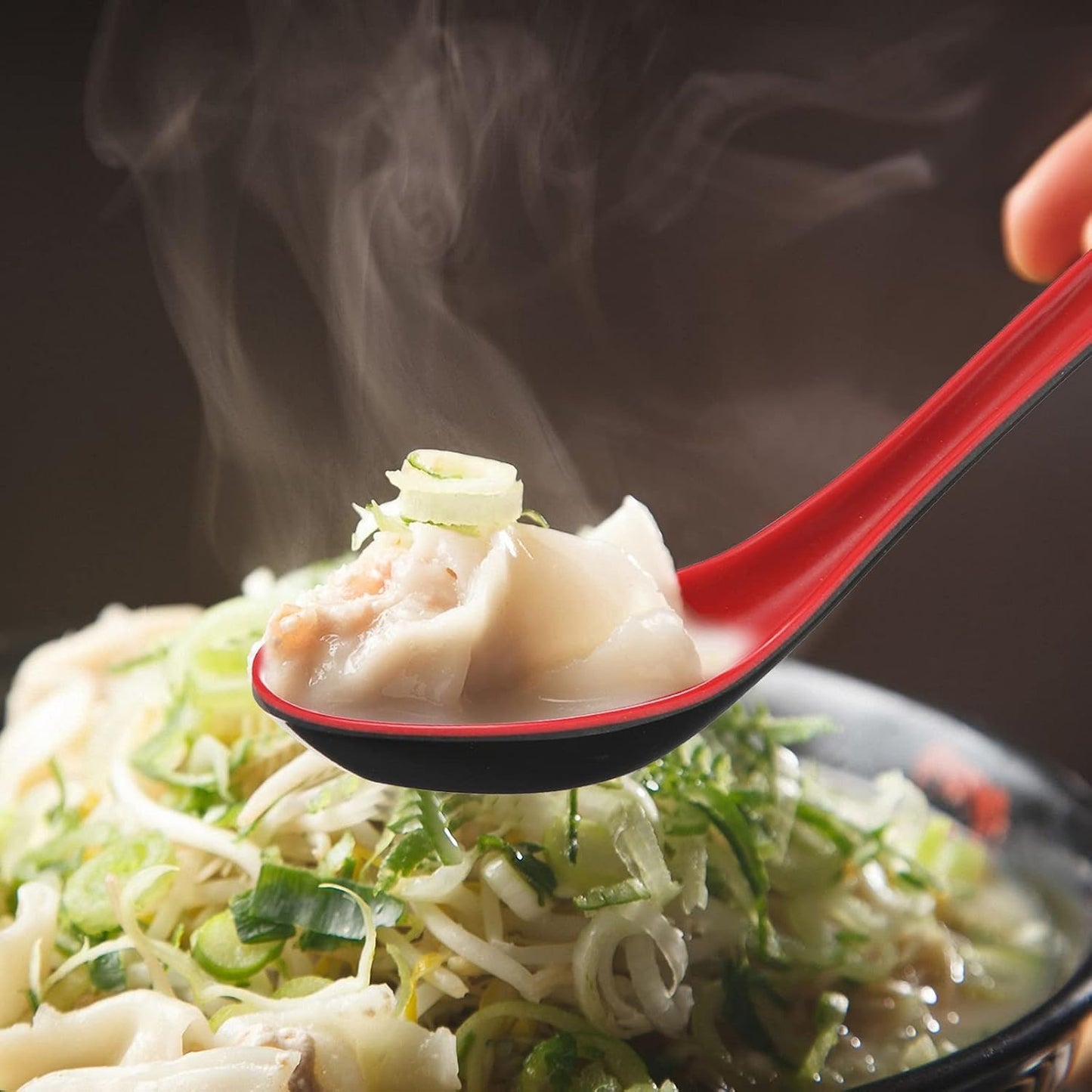12 Pcs Asian Soup Spoons Hook Soba Noodle Ramen Spoon Chinese Won Ton Soup Asian tableware for Home Kitchen Restaurant