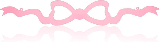 Pink Bow Metal Wall Decor Coquette Bow Wrought Iron Wall Art Cute Preppy Room Decor Pink Horizontal Hanging for Bedroom Bathroom Kitchen Above the Door Bed Window