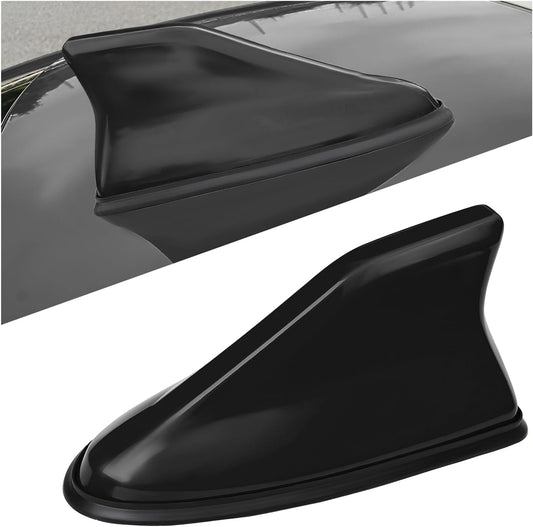 Shark Fin Antenna Cover for Car, Auto AM/FM Radio Signal Base Top Roof Aerial Cover with Adhesive Tape, Fashionable Shark Antenna Base Universal Replacement for Sedan SUV Van (Black)