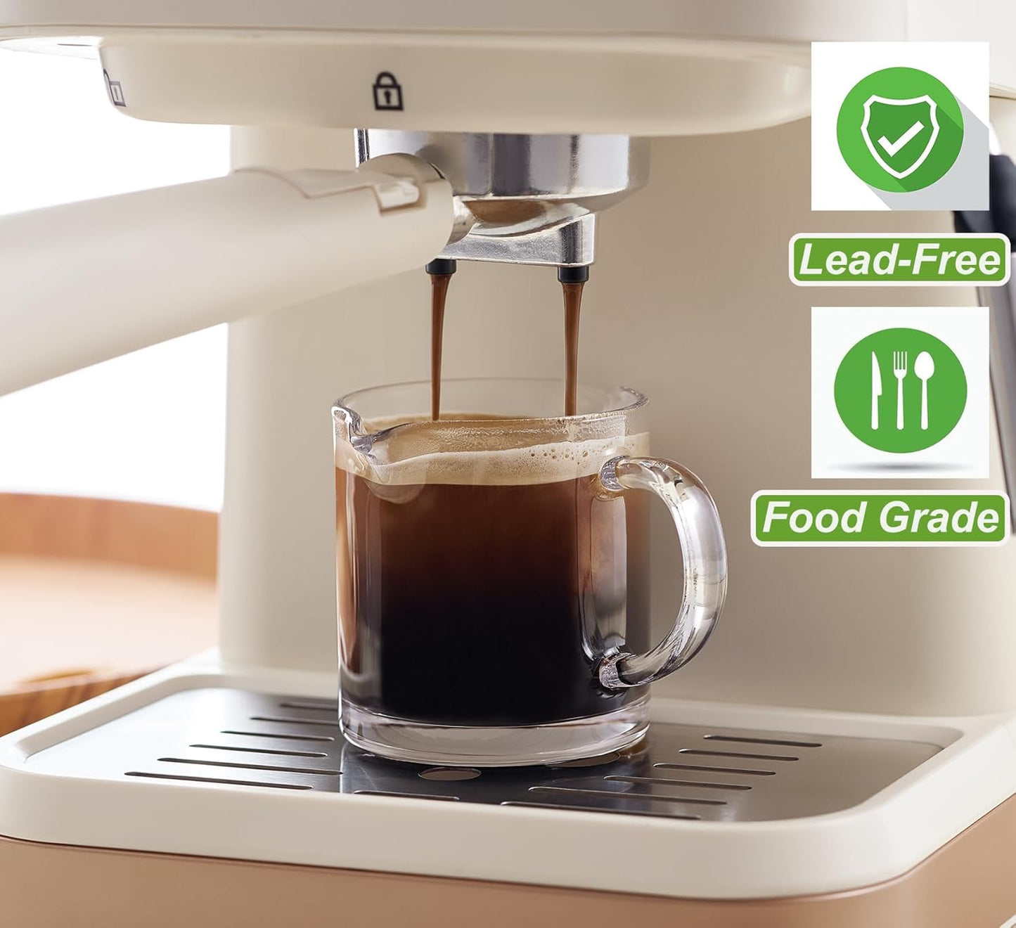 Ackers Shot Glasses Espresso Parts 4.5OZ Double Spouts Milk Cup Clear Glass (Pack of 2)