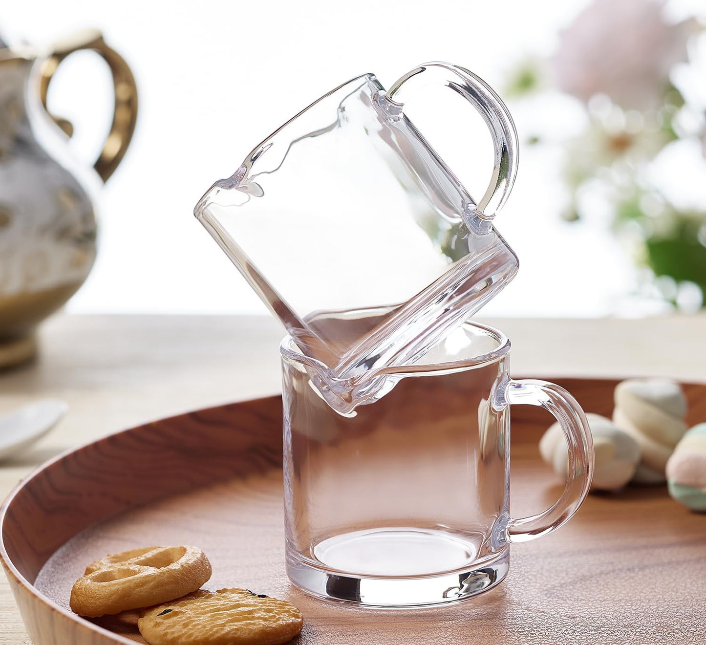 Ackers Shot Glasses Espresso Parts 4.5OZ Double Spouts Milk Cup Clear Glass (Pack of 2)