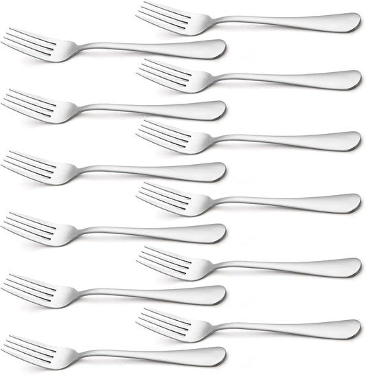 Silverware, Dinner Fork 8 Inches, Forks Set of 12 Premium Food Grade Stainless Steel Forks for Home Kitchen Party Restaurant, Mirror Polished Dishwasher Safe