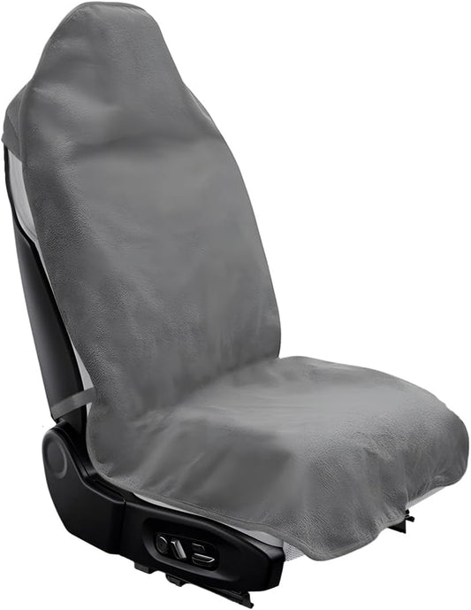 Car Towel Seat Cover, Waterproof Sweating Towel Non-Slip Front Seat Protector, Universal Soft Carseat Protective Cover for Gym Workout Running Swimming, Car Accessories (Gray)