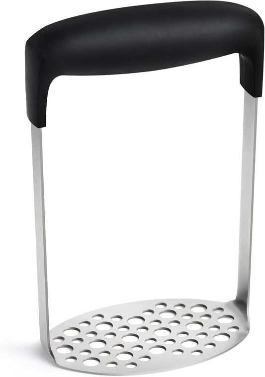 Upgraded Potato Masher, Durable Non-break Handle, Rust-proof, Dishwasher safe, Heavy duty 304 Stainless Steel, Kitchen Gadgets Gifts, Black