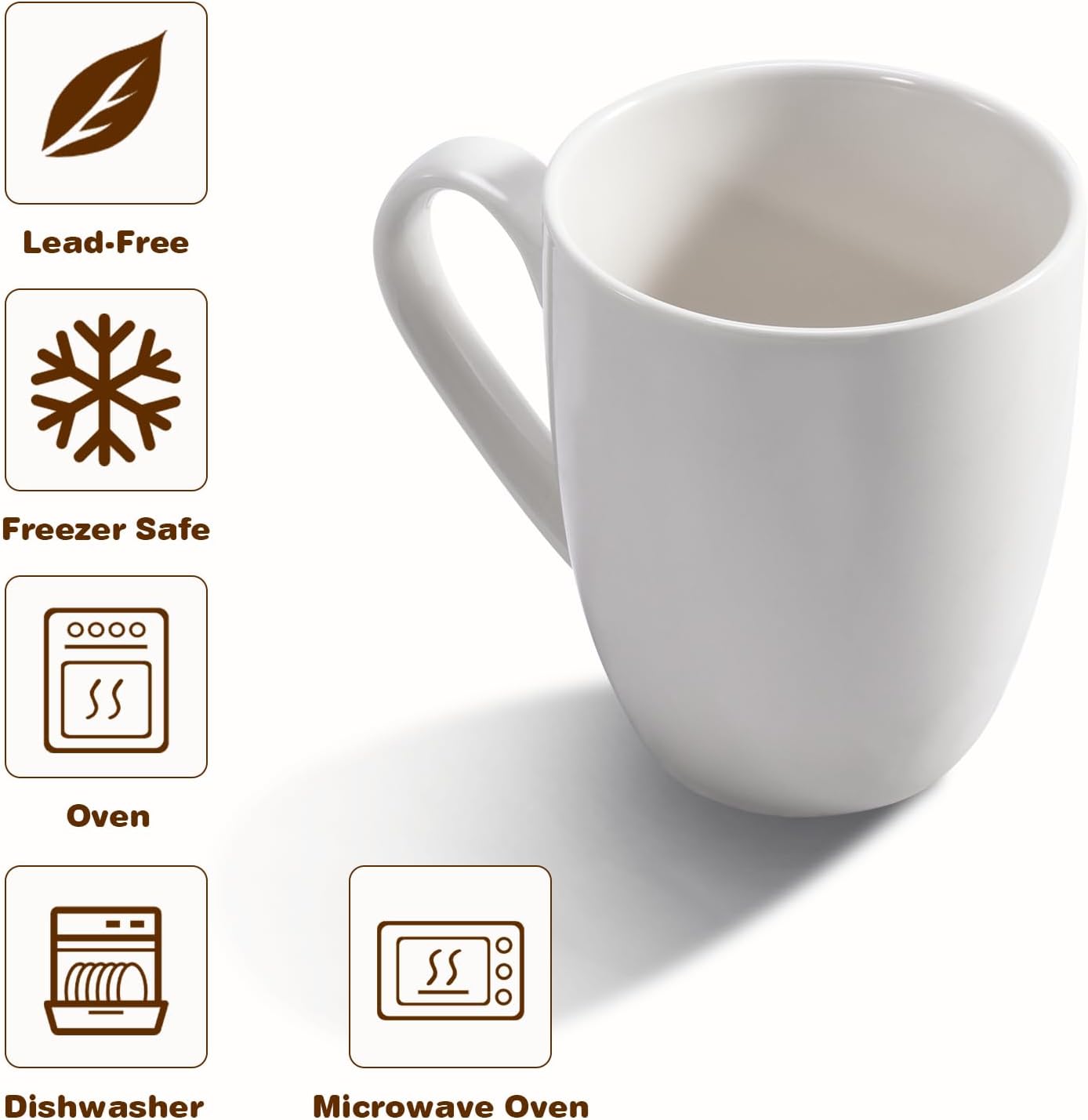 16 oz Large Coffee Mug with Handle Tea Cup Novelty Coffee Cup Idea Gift for Men Women Office Work, White (White)