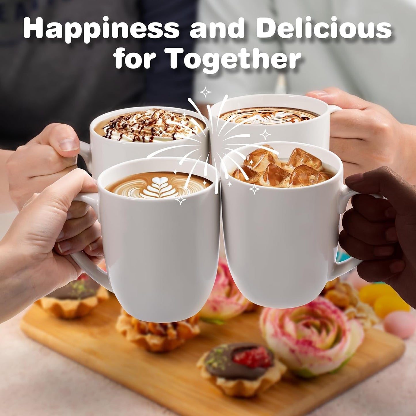 16 oz Large Coffee Mug with Handle Tea Cup Novelty Coffee Cup Idea Gift for Men Women Office Work, White (White)