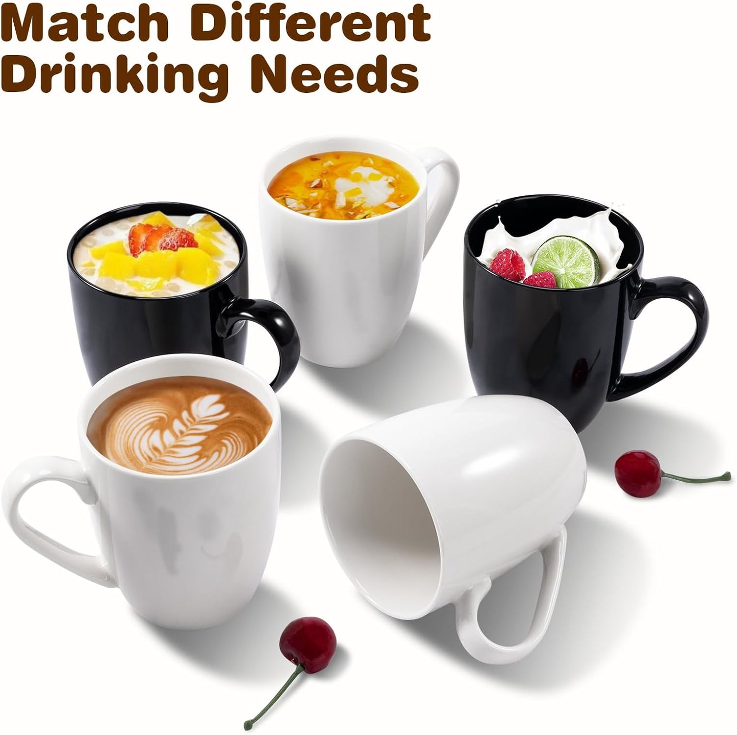 16 oz Large Coffee Mug with Handle Tea Cup Novelty Coffee Cup Idea Gift for Men Women Office Work, White (White)