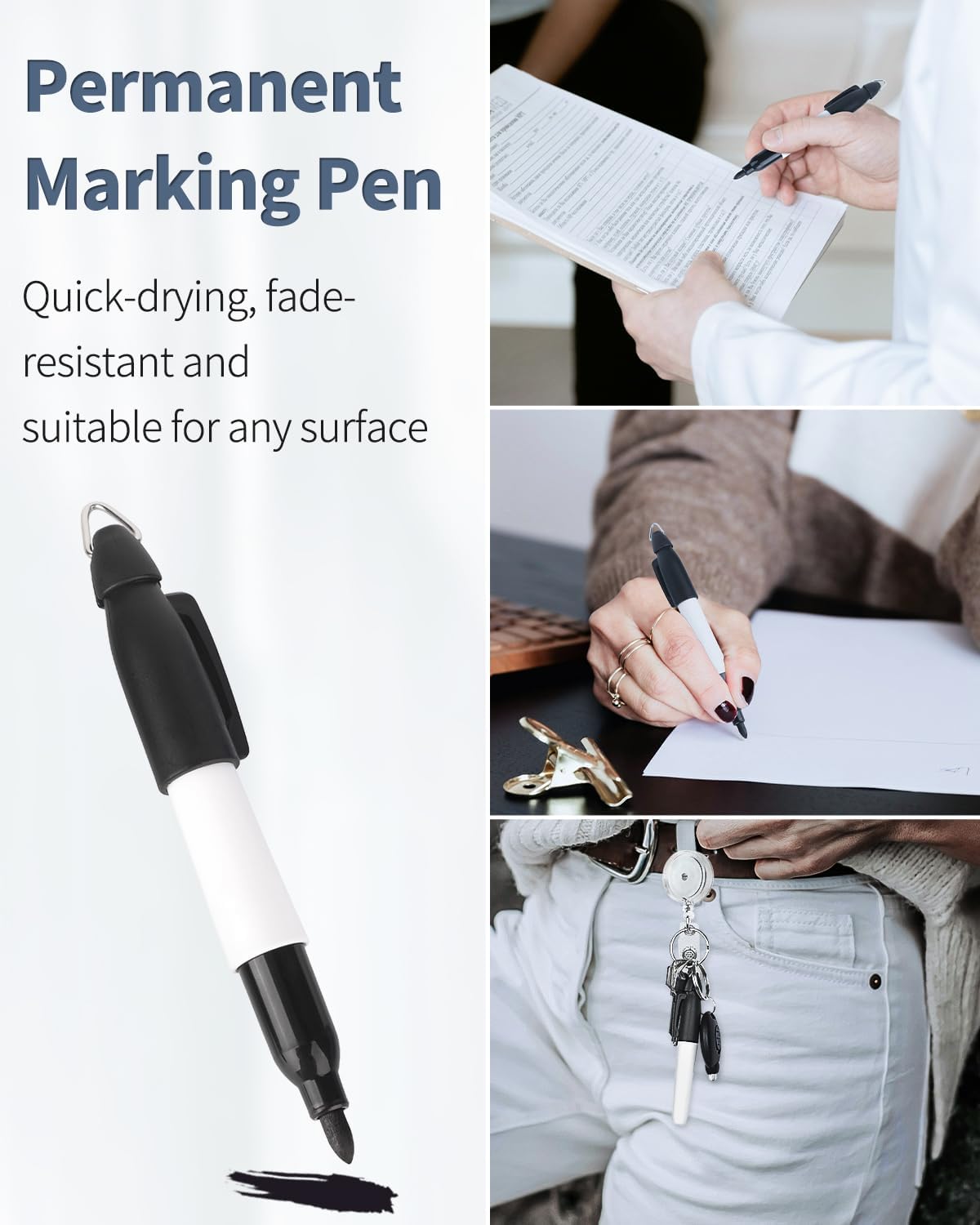 Mini Keychain Flashlights & Permanent Marker Pens Nurse Badge Lights Portable 12 Lumen Battery Powered LED Torches for Nurse Doctor Office School Hospital and Camping, 12 PCS
