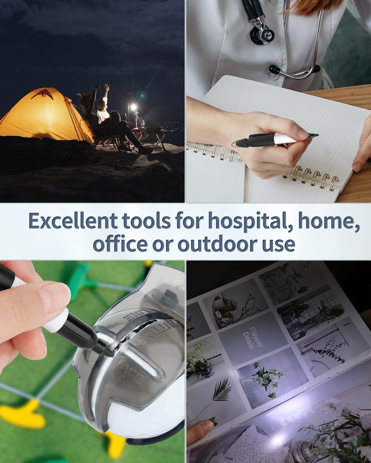 Mini Keychain Flashlights & Permanent Marker Pens Nurse Badge Lights Portable 12 Lumen Battery Powered LED Torches for Nurse Doctor Office School Hospital and Camping, 12 PCS
