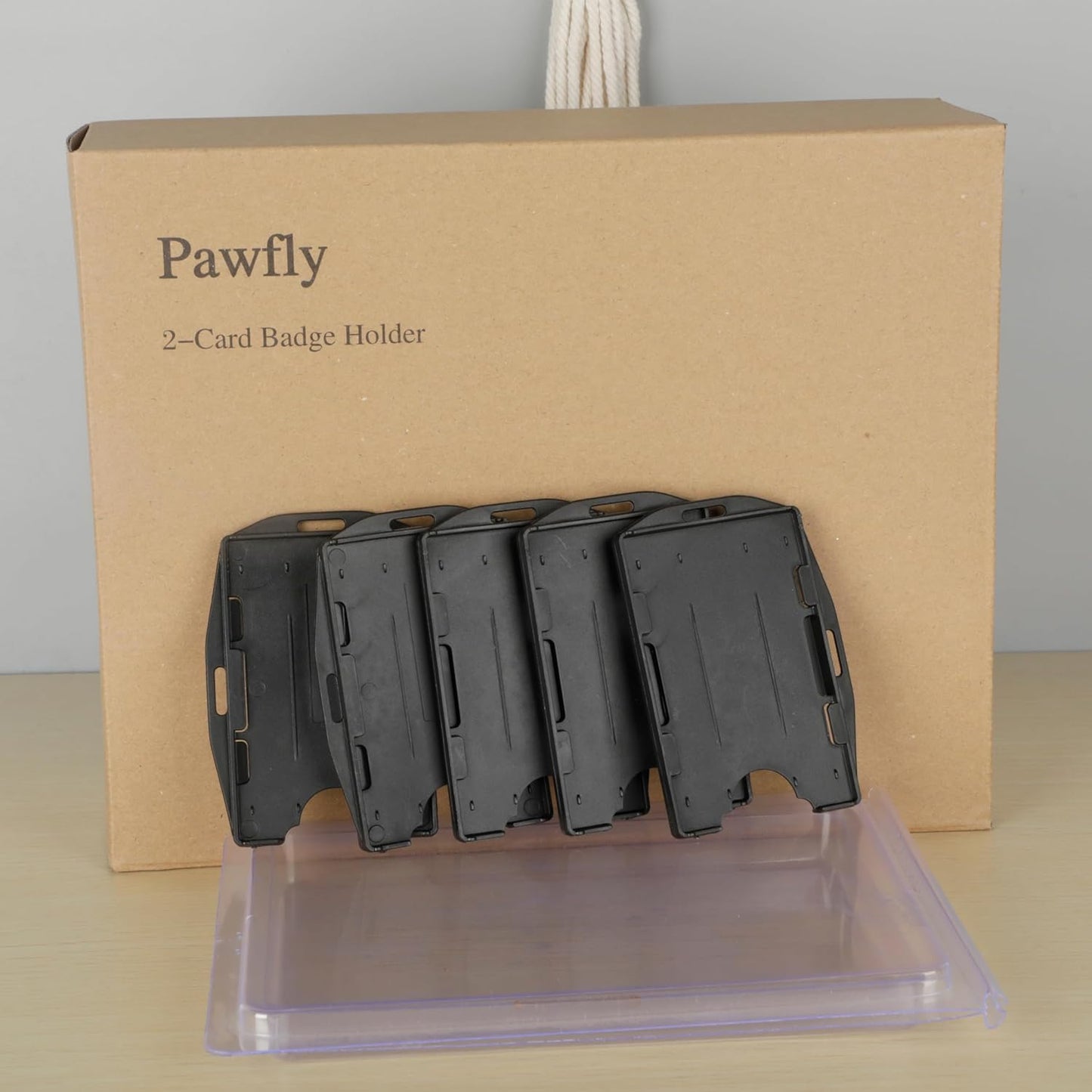 5 Pack Vertical and Horizontal 2-Card Badge Holder Double-Sided Hard Plastic Case with Grippers Fully Exposed Black Protector for Offices School IDs Credit Cards Driver’s Licenses and Passes