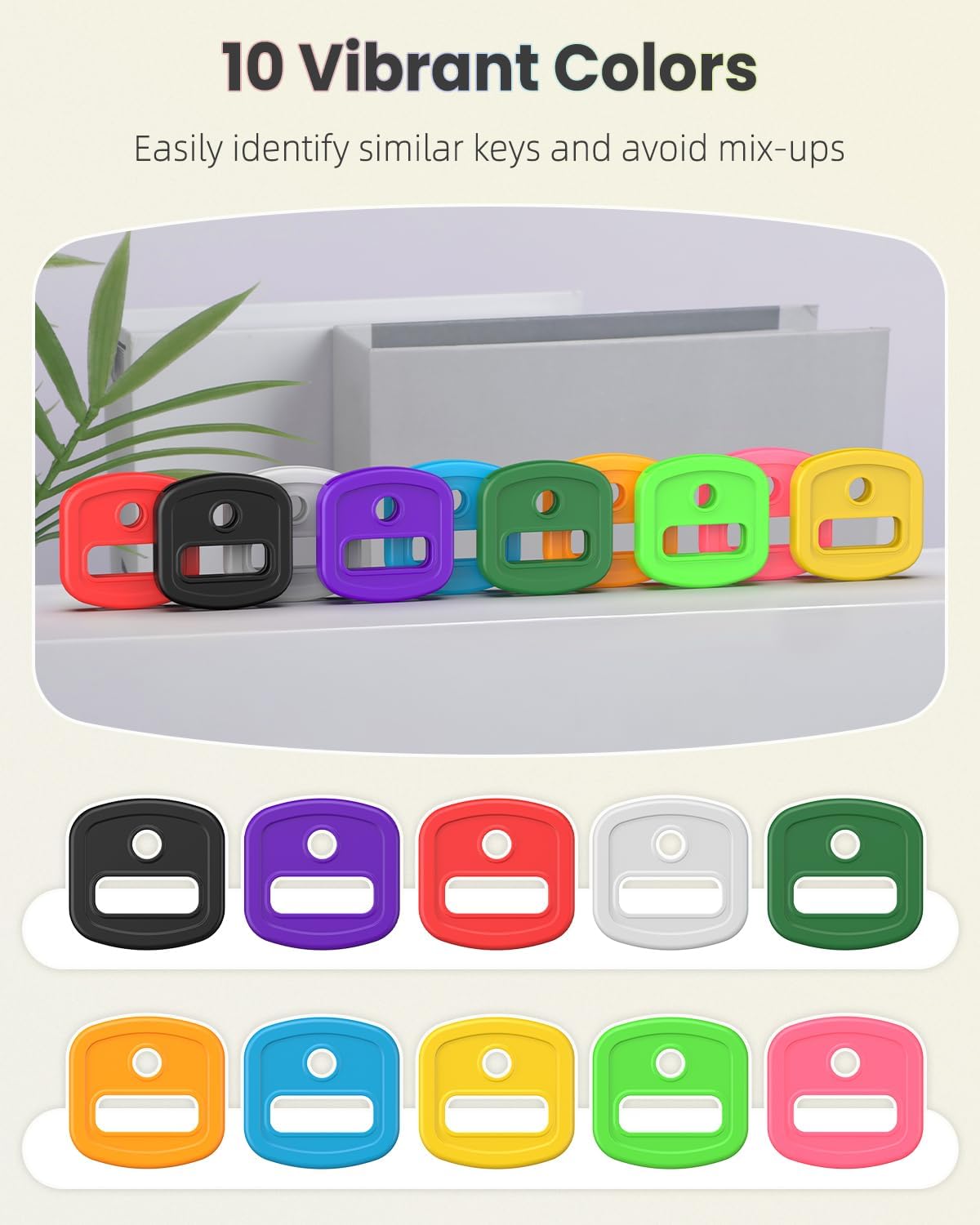 2 Style 34 Pcs Key Covers Caps, 1" Key Identifiers with Labels and 0.9 Inch Round Set, Soft Stretchy Key Covers for House Key, Cute Key Head Protectors for Standard Keys (Not for Odd-Shaped K